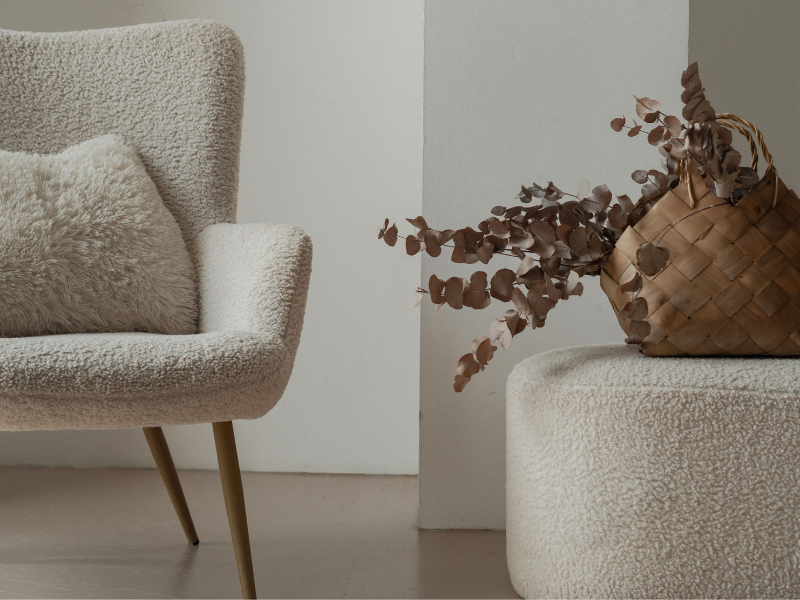 Bouclé Storage Ottoman